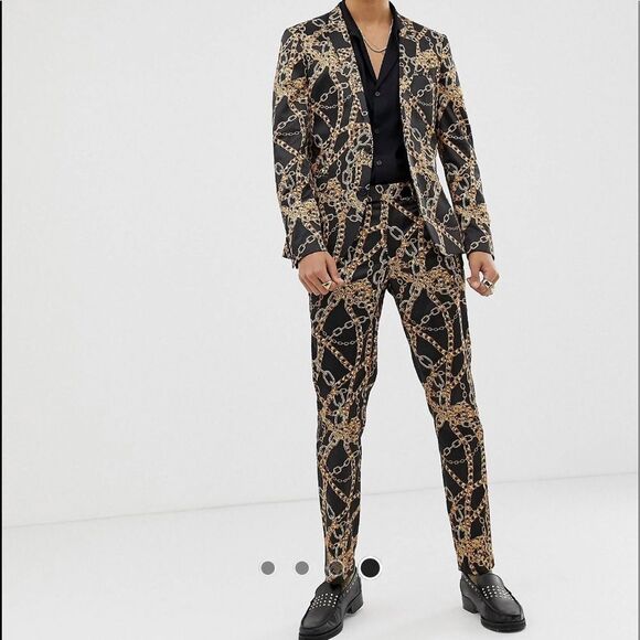 Gold Chain All Over Print 2pc Suit - Picture 4 of 12